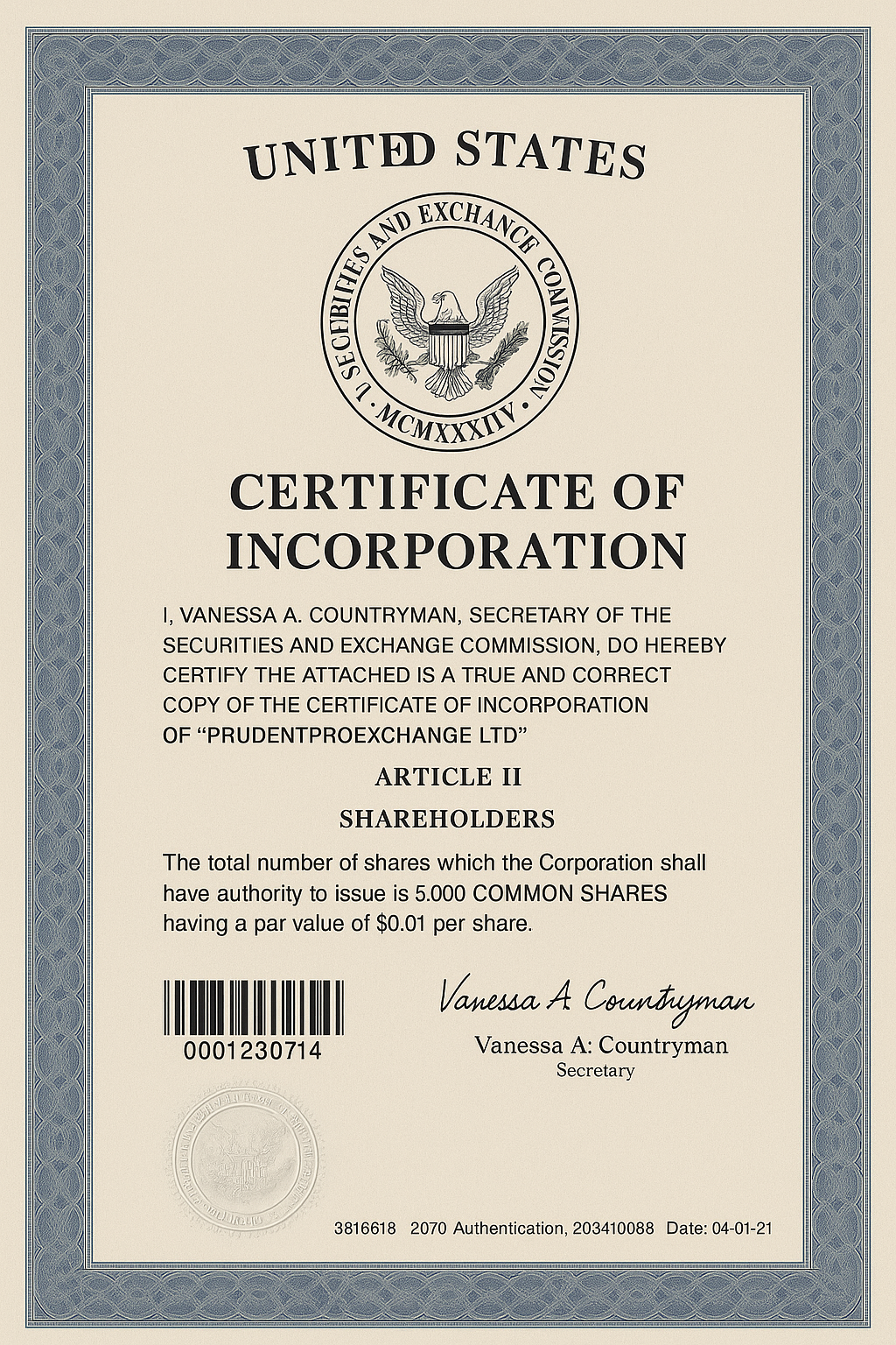 SEC Registration Certificate